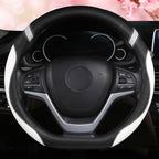 D-Shaped Flat Bottom Steering Wheel Cover for Women Girl - Stylish Car Accessory (White)