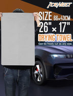 Premium Car Drying Towel, Super Absorbent 26"x17" Large Chamois Cloth Shammy Towel for Vehicle, Reusable Chamois Shammy Cloth for Car, Bathroom, Dust Remove, No Spots/Streak/Scratch, Gray