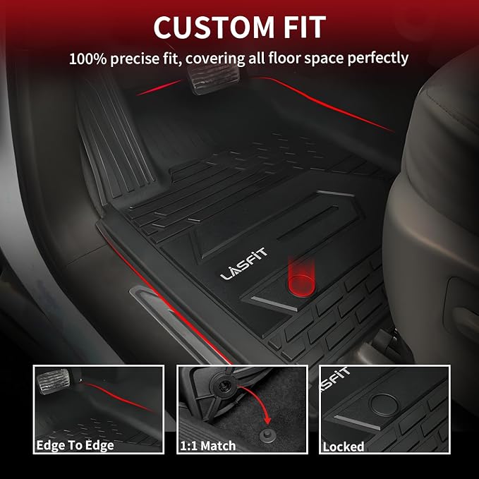 Floor Mats 2019-2026 for Chevy Silverado/GMC Sierra 1500, 2020-2026 for 2500 HD/3500 HD, Crew Cab & Bucket Seat Only (Fit with Rear Under-Seat Storage Box, Not Fit 2nd Row Plastic Box), Black