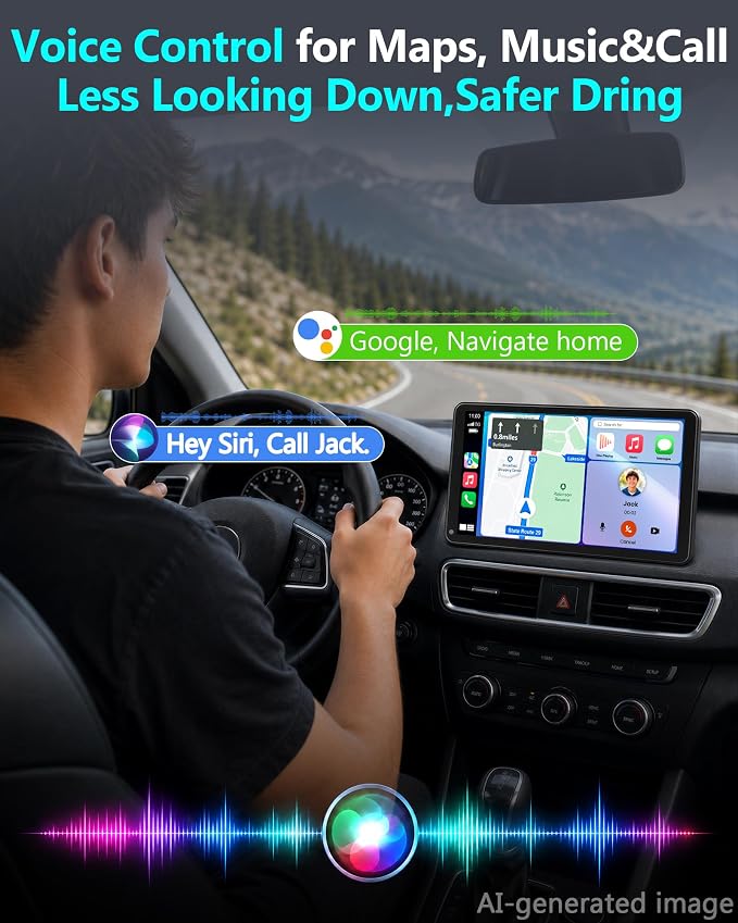 Wireless CarPlay Screen with Backup Camera: Auto Reconnect in Seconds - Maps, Music & Calls Ready for Daily Commute - 7" Touchscreen with 1080P Wired Rear Camera, Modern Upgrade for Older Cars