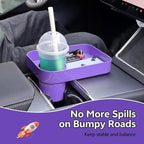 Car Seat Snack Tray for Kids Toddler Travel,Cup Holder Expander for Car,Toddler Travel & Road Trip Accessory for Mess-Free Snacking in The Car (Purple)