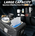 Center Console Cup Holder, Universal Car Armrest Storage Box with Bottle Holder & Tissue Slot & Side Pockets, Car Back Seat Truck Boat Couch Organizer PU Leather