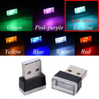 4Pcs Ice Blue USB Car Interior Atmosphere Lamps, Universal Mini Led USB Lights for Car Decoration, Lighting