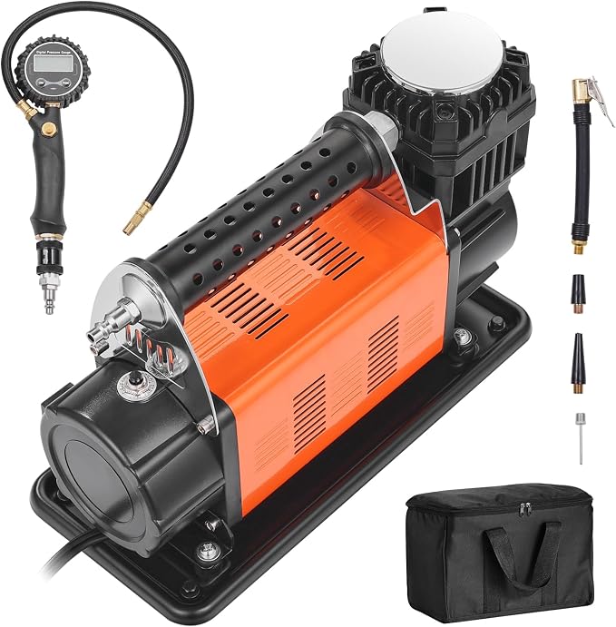 12V Heavy Duty Air Compressor - with Digital Pressure Gauge Tire Inflator Kit, 7.06 CFM Portable Tire Inflator, 150PSI Offroad Air Pump with Adapters for Trucks Car SUV 4 x 4 Vehicle RV