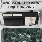 Car Sun Visor Organizer, Visor Storage Pouch Holder with a Picture Frame, Visor Document Holder for Truck, with Sunglasses Clip, Essential Visor Accessories for Driver Auto Owners BLack