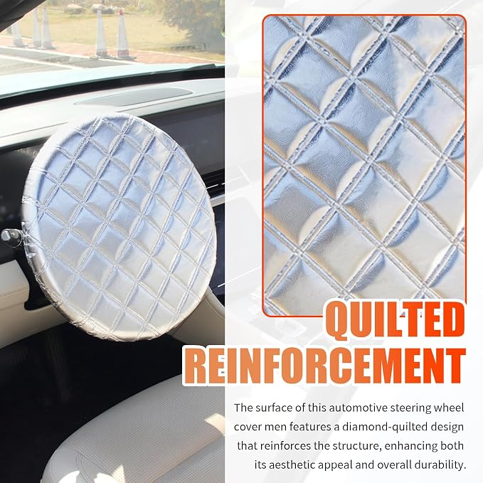 Car Steering Wheel Cover Sun Shade,3-Layer Aluminum Film Car Wheel Cover Protects Against Sun Damage,Universal Sterring Wheels Covers Cars Accessories for Cars,SUVs