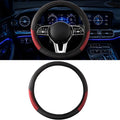 Car Steering Wheel Cover, 15 inch Carbon Fiber Microfiber Anti-Slip Breathable PU Leather Elastic Steering Wheel Protector, Car Interior Accessories for Most Cars (AD-WineRed)