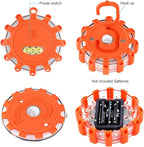 AK [12 Pack LED Road Flares Safety Flashing Warning Light Roadside Emergency Disc Beacon Kit for Vehicles Boats with Magnetic Base & Hook, Premium Storage Bag (Batteries Not Included) (12)