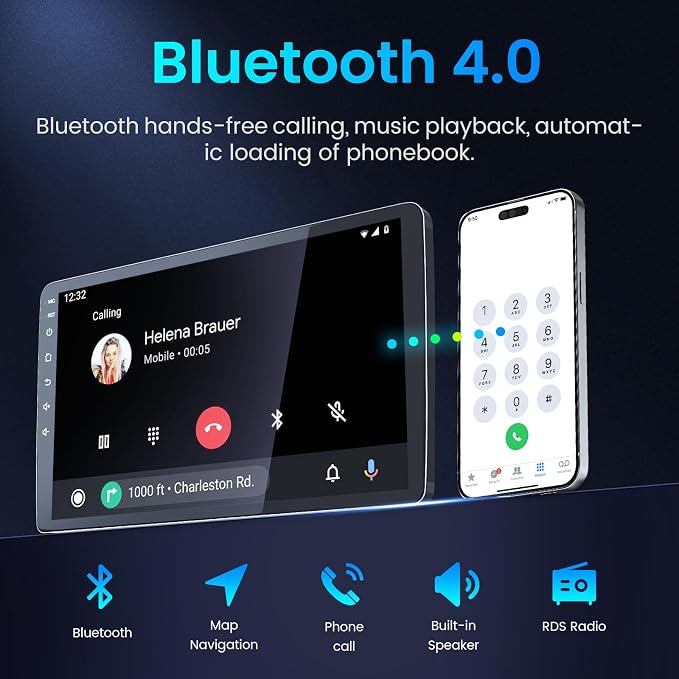 4Core 64G ROM Car Radio for Hyundai Elantra 2014-2016: 9 inch 1280 * 800P IPS Touchscreen Stereo with Wireless CarPlay Android Auto Bluetooth WiFi GPS Navigation Backup Camera FM Mirror Link