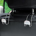 Car Headrest Hook, 2 Pack Bling Backseat Organizer Hanger for Purse Clothes Grocery Bag, Rhinestones Auto Headrest Storage Holder, Universal Car Seat Accessories for Most Vehicle (AB)