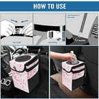 Car Trash Can – Multi-Purpose, Lightweight and Portable with Durable Water-Resistant Coating, No Installation Required, Practical and Ample Capacity, Variety of Colors.Cherry Blossom Pattern