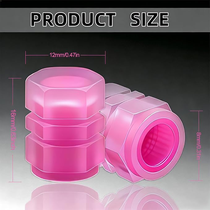 20 Pcs Glow in The Dark Tire Valve Caps Fluorescent Tire Valve Stem Caps, Cool Car Present for Universal Decoration Accessories for Car SUV Bicycle Motorcycles Trucks (Pink)