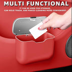 Car Trash Can, Waterproof Multi‑Functional Auto Trash Bin for Door/Console/Seat Back, Universal Vehicle Garbage Can for Car/Truck/SUV Drivers (Red)