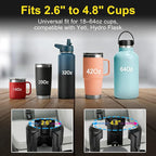 Cup Holder Expander (Adjustable Holder & Base, Auto-Fit Hold, One Button Open), Car Cup Holder Expander for Yeti, Hydro Flask, Nalgene, Owala, Bottles in 2.6"- 4.8" (2 Pack)