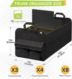 Trunk Organizer for SUV, Collapsible Car Organizer, 12 Pockets Trunk Organizer for Car, Non-Slip Trunk Storage Organizer for Sedans, Van, Grocery, Large 3 Compartments 32"×13"×12"