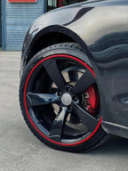 AlloyGator Red Rim Protector for Car Wheels (Fits 12-24" Wheel Diameter) - Pack of 4 Premium Alloy Wheel Protector to Avoid Scratches & Scuffs - Adhesive Free Curb Rash Rim Protectors