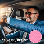 4 Pack Car Coasters, 2.75inch Universal Non-Slip Car Cup Holder Coaster for Car, PVC Cup Pad Mat Car Coasters for Cup Holders for Women (Pink)