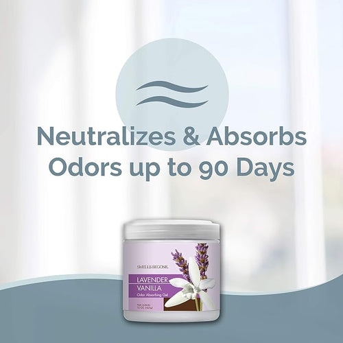 15oz Gel Odor Eliminator - Absorb & Remove Tough Odors in Pet Areas, Bathrooms, Basements, Garage, Cars, RVs & Boats - Eliminate Odors Quickly (1-Pack, Lavender Vanilla)