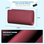 Car Trash Can, Universal Leather Cars Garbage Bin Organizer Holder with A Roll of Garbage Bag, Foldable Hanging Mini Automotive Storage Must Have Essentials Interior Accessories (Wine Red)