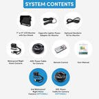 FalconEye 1080p Wired Backup Camera: 140° Wide Angle Rear View, 50ft IR Night Vision, 7” or 9” LCD Monitor, Loop Recording & G-Sensor - Stable, IP68 Weatherproof HD Dash Cam Monitoring System