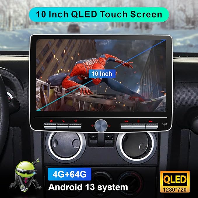 8 Core Car Radio 64G for Jeep Wrangler JK Compass Grand Cherokee Dodge Ram Upgrade Stereo Wireless CarPlay Android Auto,10.1 '' Touchscreen Head Unit Knob Design GPS WiFi AM/FM SWC