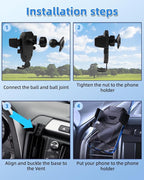 PZK Magnetic Car Phone Holder for Toyota RAV4 2013-2018 Accessories Vent | Auto Lock Car Phone Mount Hands Free 360° Rotation Adjustable Phone Stand Fit for All 4.0-7.0'' Smartphone Phone Cradles