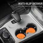 2 Pack Silicone Car Cup Holder Coaster – 2.75 Inch Non-Slip Drink Mat, Universal Fit for Most Vehicles – Cute & Functional Auto Accessories (Orange)