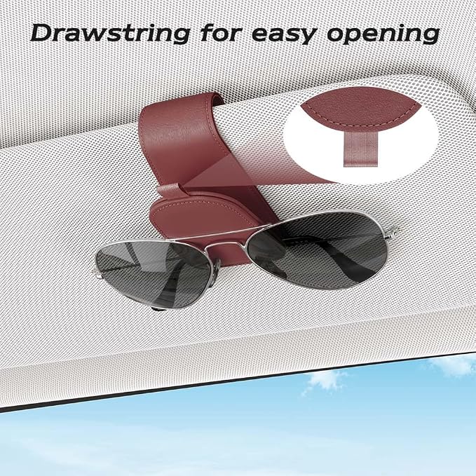 Sunglass Holder for Car Visor, Suede Cloth Magnetic Sunglass Organizer for Car Accessories, 2 Packs, Claret