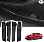 2024-2020 Tesla Model Y Door Side Storage Box with Emergency Button Cutout, Door Organizer Pocket Liners, Waterproof TPE Front & Rear Side Tray Protector Liner Set of 4