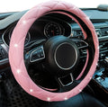 Pink Steering Wheel Cover, Diamond Leather Bling Steering Wheel Cover, Anti-Slip Steering Wheel Protector with Crystal Rhinestones for Women and Girl Fit 14.5-15 inch