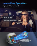 54W Bluetooth 5.3 Car Adapter with 4 Charging Ports [PD 36W & QC3.0 18W], Wireless Radio FM Transmitter with Deep Bass Player & 5 Colors LED Backlit, Hands-Free Calling - Silver