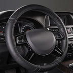 Classical Leather Automotive Universal Steering Wheel Covers,Universal Fit for Suvs,Trucks,Sedans,Cars,Vans,14.5-15inch Anti-Slip Safety Comfortable Desgin(Black)