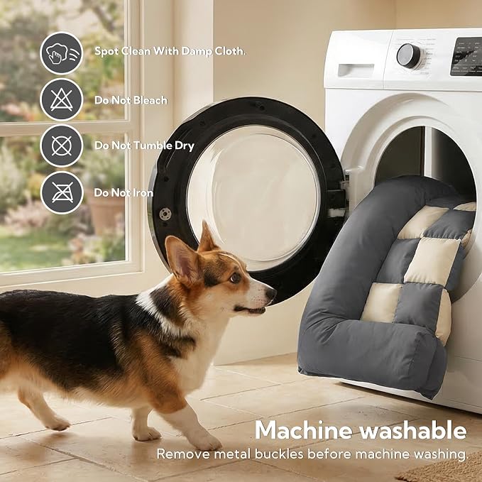 Dog Bed for Car Back Seat, Soft Backseat Dog Bed Hammock, Non-Slip Pet Car Seat Cover for Back Seat, Pet Travel Bench Sofa for Cars/Small SUVs/Sedan, Dark Gray