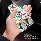 Car Seat Headrest Hook, Universal Leather Cute Hanger Holder Hook, Storage Organizer Interior Accessories for Purse Bags Handbag Colorful Cute Dinosaurs
