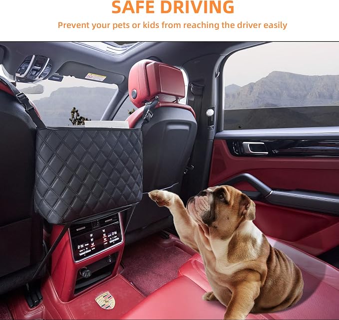 Car Net Pocket Handbag Holder Between Seats Back Storage Organizer Purse Holder for Console Front Seat Storage Barrier