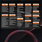 Breathable Leather Steering Wheel Cover with Non-Slip Grip for Enhanced Comfort - Designed for 15.35-16.14Inch Wheels on Pickup Trucks & Large SUVs. (15.74-inch red)
