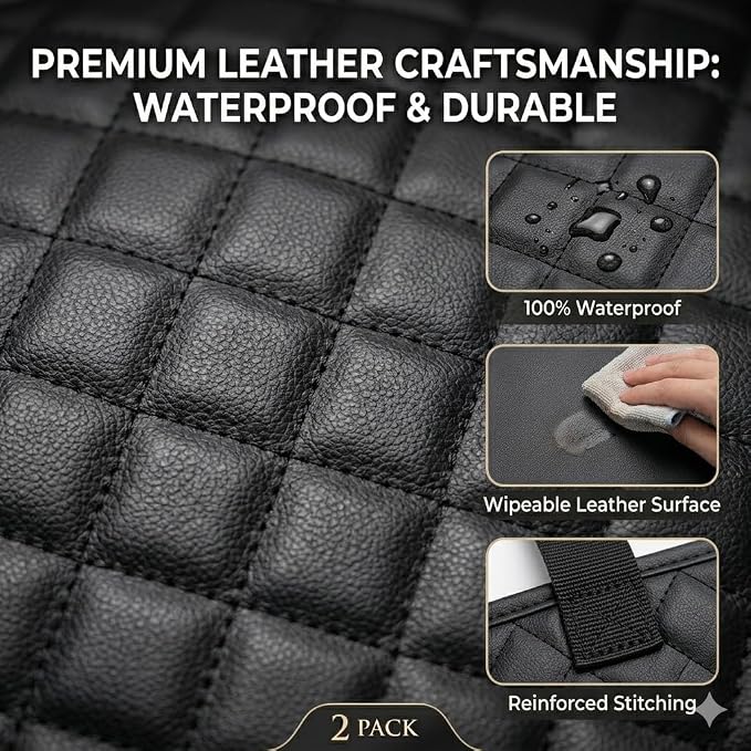 Car Seat Protector, Waterproof Oxford Backseat Kick Mat | 210D oxford cloth, waterproof & stain-resistant. Universal fit for cars & SUVs. Easy install, adjustable straps with pockets.