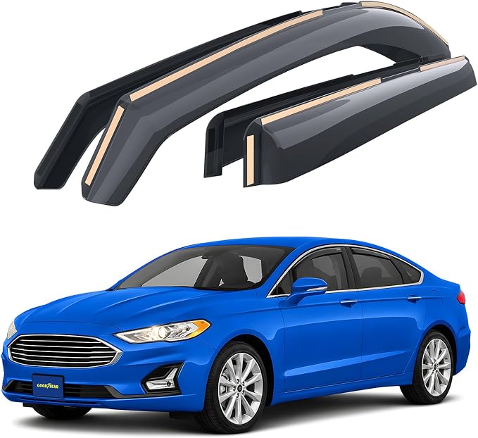 Goodyear Shatterproof in-Channel Window Deflectors for Ford Fusion 2013-2020, Rain Guards, Window Visors for Cars, Vent Deflector, Car Accessories, 4 pcs - GY003452LP
