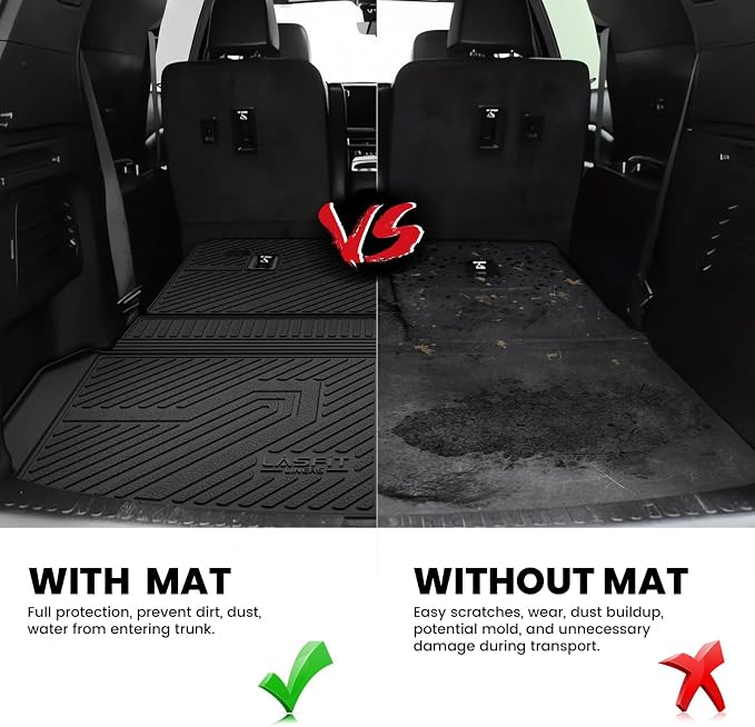 Trunk Mat with Backrest Mat for Chevrolet Chevy Traverse 2024-2026 & GMC Acadia 2024-2026 & Buick Enclave 2025-2026, All Weather TPE Custom Fit Cargo Mat Trunk Liner with Backrest Mat, Black