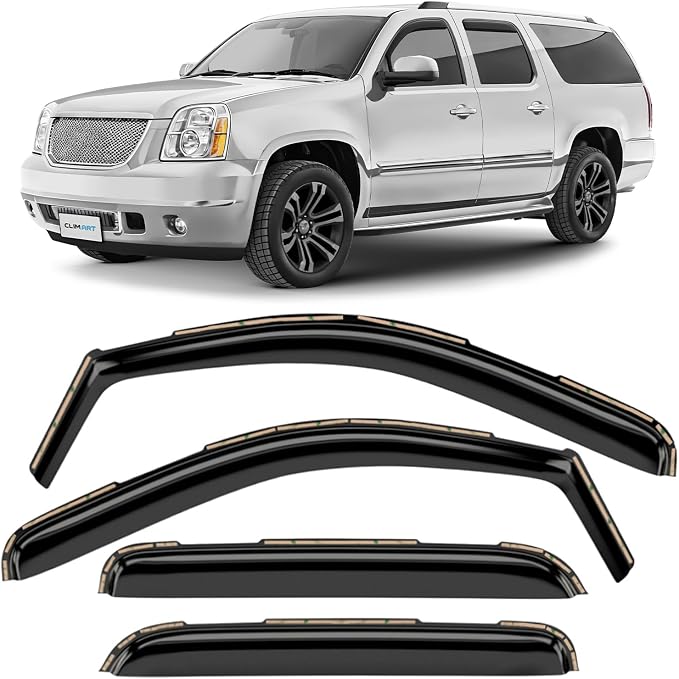 in-Channel Incredibly Durable Rain Guards Compatible with GMC Yukon XL 2500 2007-2013, Original Window Deflectors, Vent Window Visors, Vent Deflector, 4 pcs. - 607188