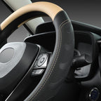 Car Steering Wheel Cover for Toyota RAV4,Camry,Highlander,Corolla,Prius,Tacoma,Standard Size - Black+Beige