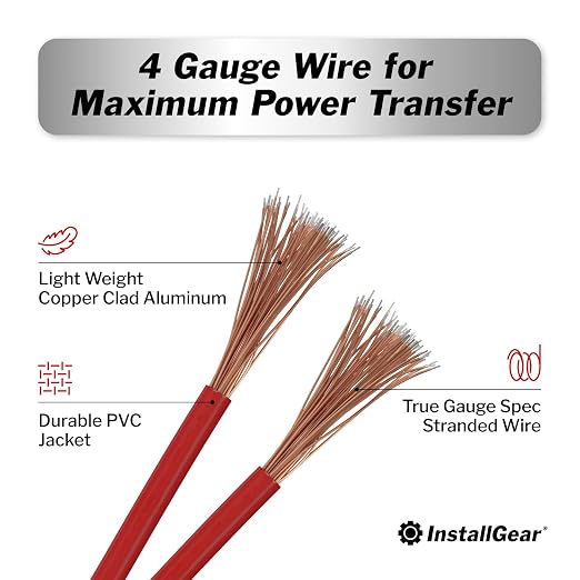 4 Gauge CAA Wire - 25ft Automotive Power & Ground Cable for Car Amplifier, Speaker, RV, Welding