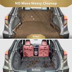 SUV Cargo Liner for Dogs, Water Resistant Pet Cargo Cover Dog Seat Cover Mat for SUVs Sedans Vans with Bumper Flap Protector, Non-Slip, Large Size Universal Fit, Brown