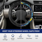 Blue Starry Gothic Steering Wheel Cover, Polyester Non-Slip Car Wheel Grip, Universal 15 Inch Auto Accessory