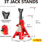 4 Piece Car Truck Floor Jack Service, Hydraulic Trolley Floor Jack & Jack Stands & Tire Repair Kit for Garage Shop DIY, Lifting Range 3.3"-15.2", Steel Car Jack 2 Ton/4000 LBS Capacity, Red