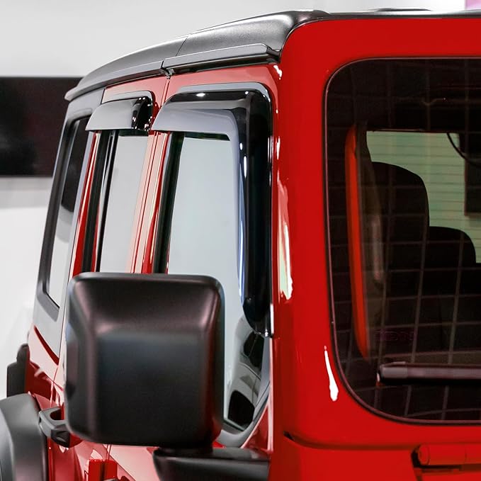 Voron Glass Tape-on Extra Durable Rain Guards for Jeep Wrangler JL 2018-2026/Jeep Gladiator 2020-2026, Window Deflectors, Vent Window Visors, 4 Pieces - 120103