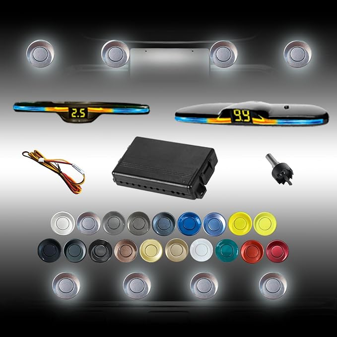 New Features Forward and Reverse Parking sensors, Option to Measure Distance in inches, bidirectional Display Option, and Customizable Digital Direction 18 Color Probes to Choose from(Grey)