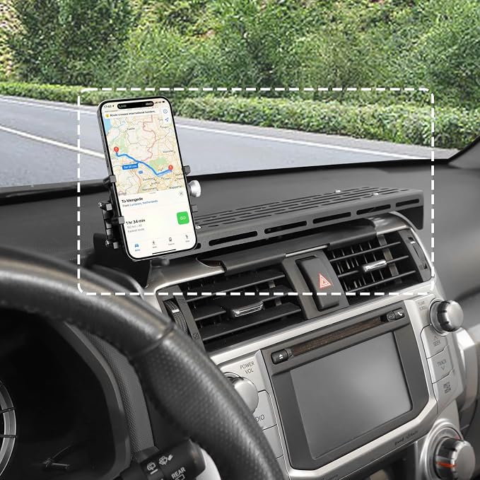Dash Phone Holder for 4 Runner Full Metal Heavy-Duty Console Extension Dash Phone Mount Compatible with Toyota 4Runner 5th Gen 2010–2023, Fits Most Smartphones No-Drill (with Phone Stand)