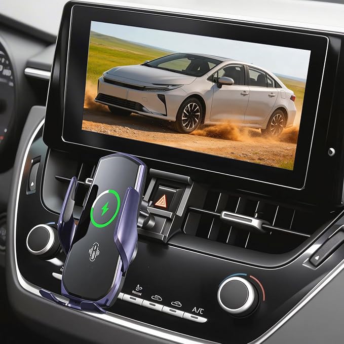 Car Phone Mount for 2019-2026 Toyota Corolla / Corolla Hatchback & 2022-2026 Corolla Cross, 15W Qi Wireless Fast Charging Auto-Clamping Center Console Phone Holder, 360° Adjustable, No Airflow Block