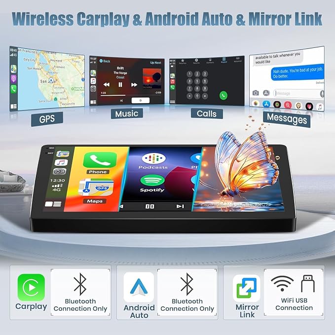 4+64G Double Din Car Stereo for Chevy Colorado 2004 2005 2006 2007 2008 2009-2012 with Wireless Carplay 10" Touch Screen Radio Head Unit Android 14 GPS Navigation Bluetooth Backup Camera Mirror Link